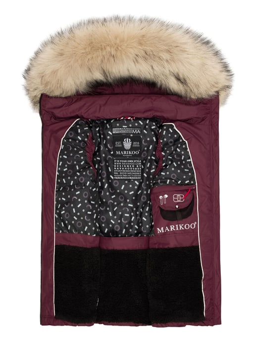 Marikoo chaleco acolchado mujer – Eisflöckchen con capucha y cuello de pelo sintético - Image 5