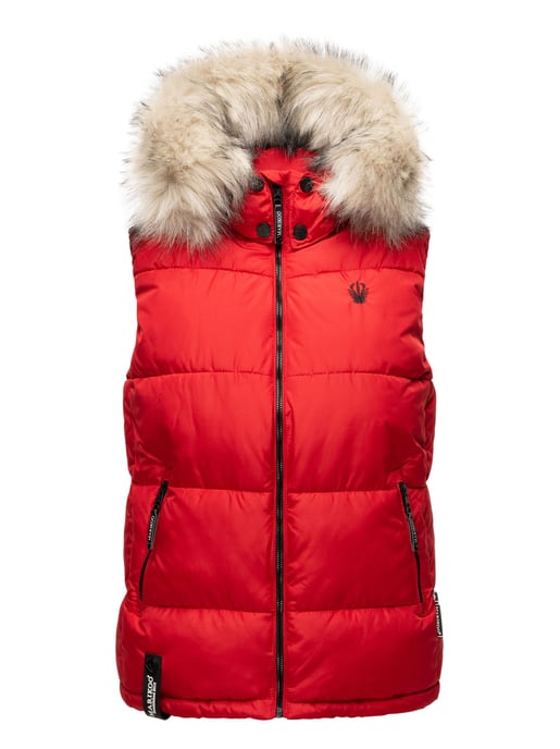 Marikoo chaleco acolchado mujer – Eisflöckchen con capucha y cuello de pelo sintético - Image 2