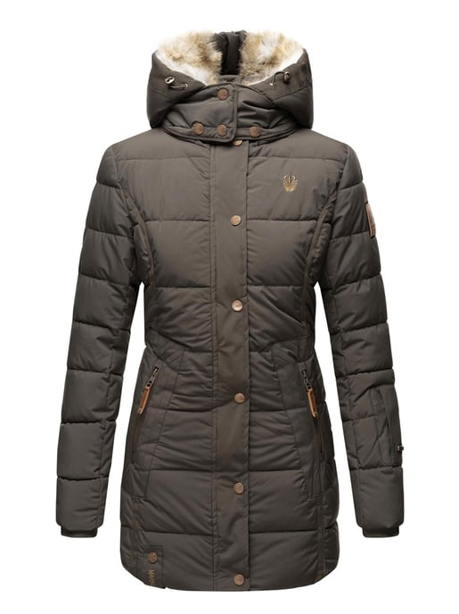 Chaqueta de invierno Marikoo para mujer con capucha y forro de pelo sintético - Image 2