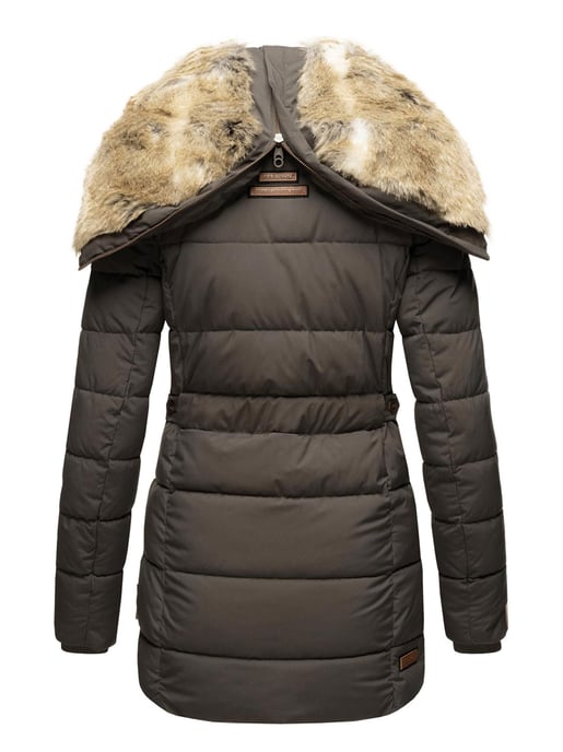 Chaqueta de invierno Marikoo para mujer con capucha y forro de pelo sintético - Image 5