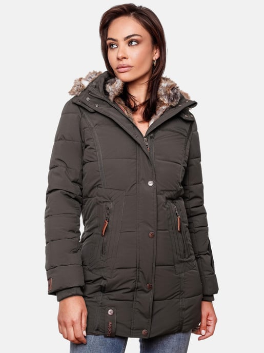 Chaqueta de invierno Marikoo para mujer con capucha y forro de pelo sintético - Image 6