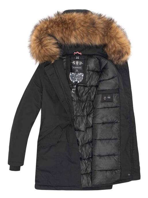 Parka de invierno Marikoo para mujer con capucha y cuello de pelo sintético desmontable - Image 4