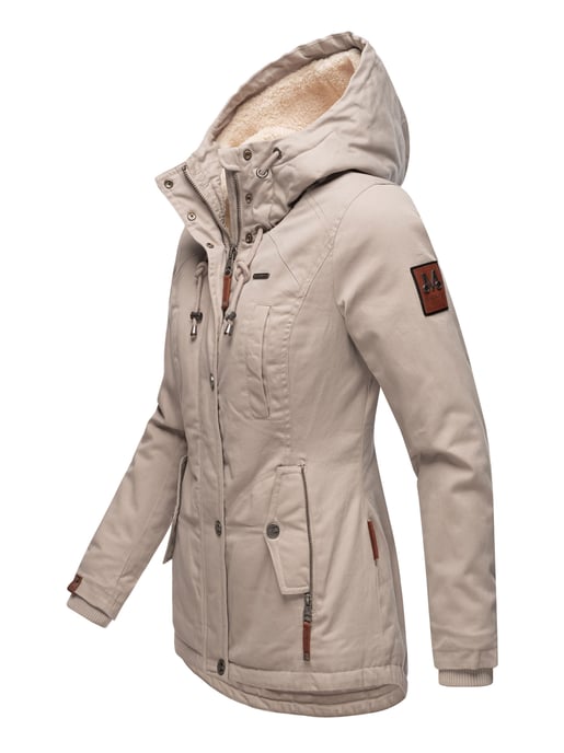 Chaqueta de invierno Marikoo para mujer con capucha y forro de borreguito - Image 3