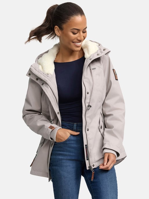 Chaqueta de invierno Marikoo para mujer con capucha y forro de borreguito - Image 6