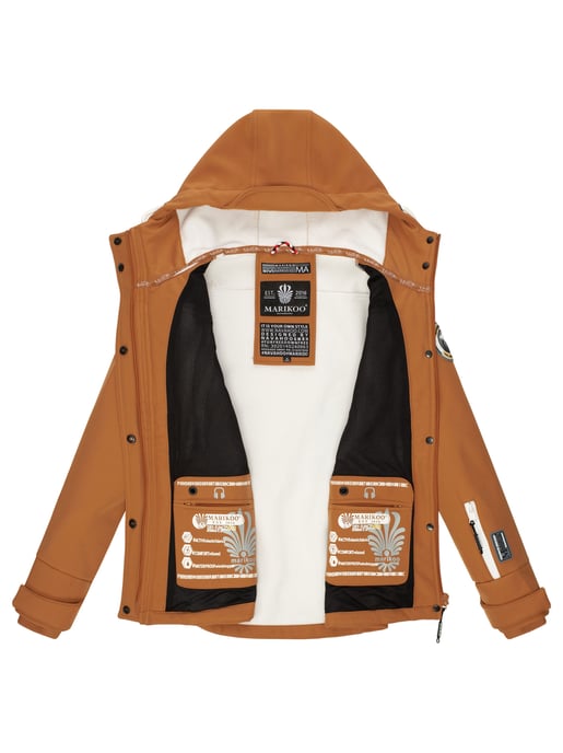 Marikoo chaqueta softshell mujer – Kleine Zicke cálida con capucha y forro polar - Image 6
