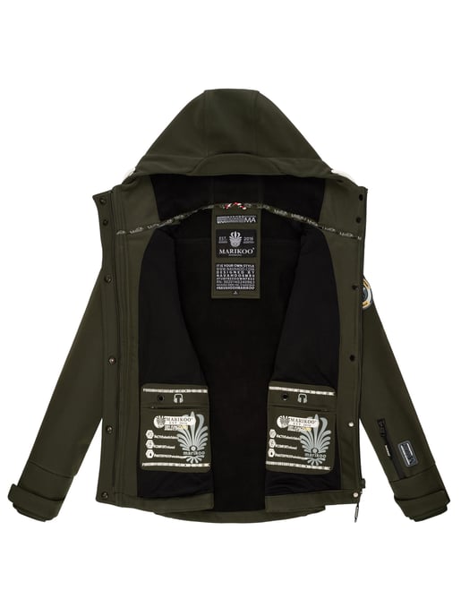 Marikoo chaqueta softshell mujer – Kleine Zicke cálida con capucha y forro polar - Image 6