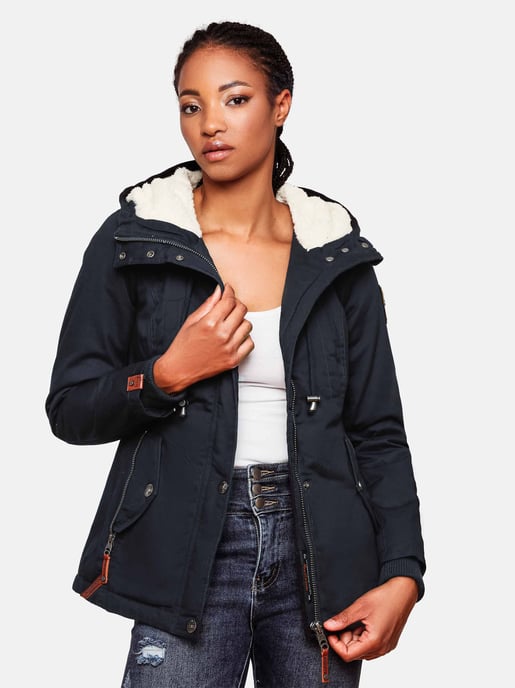 Chaqueta de invierno Marikoo para mujer con capucha y forro de borreguito - Image 6