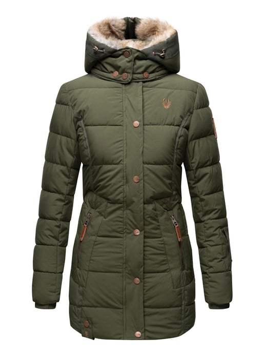 Chaqueta de invierno Marikoo para mujer con capucha y forro de pelo sintético - Image 2