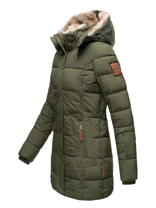 Chaqueta de invierno Marikoo para mujer con capucha y forro de pelo sintético - Image 3