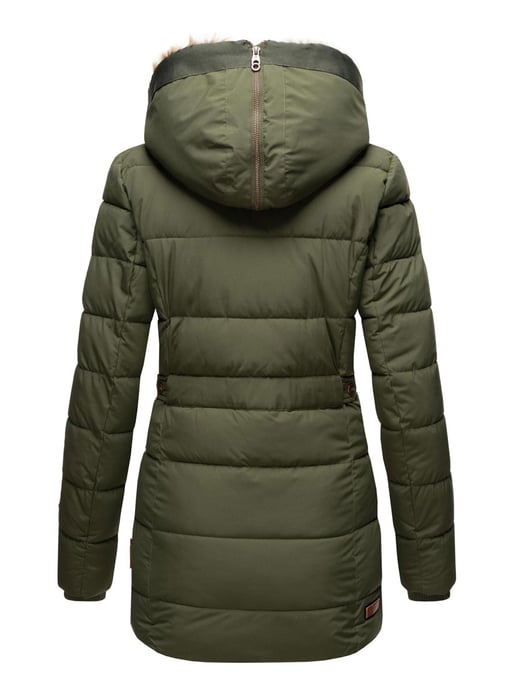 Chaqueta de invierno Marikoo para mujer con capucha y forro de pelo sintético - Image 4