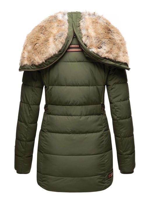 Chaqueta de invierno Marikoo para mujer con capucha y forro de pelo sintético - Image 5