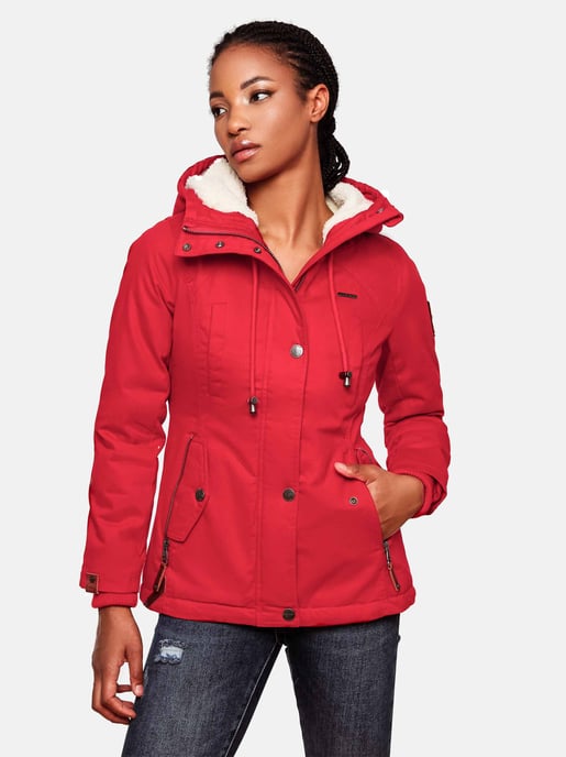 Chaqueta de invierno Marikoo para mujer con capucha y forro de borreguito - Image 4