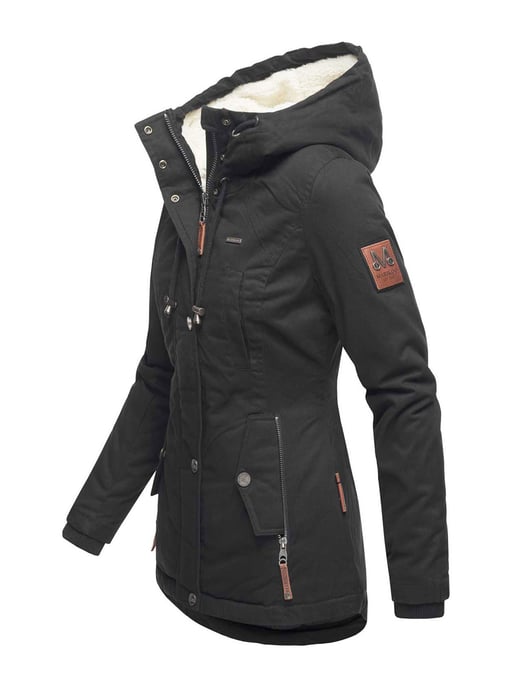 Chaqueta de invierno Marikoo para mujer con capucha y forro de borreguito - Image 2