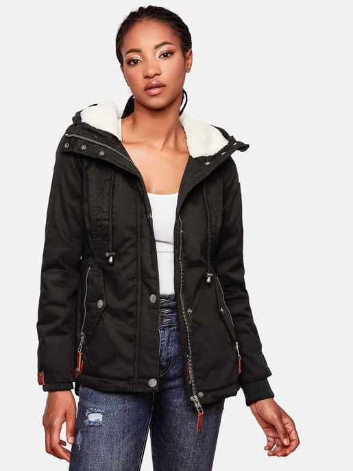 Chaqueta de invierno Marikoo para mujer con capucha y forro de borreguito - Image 6