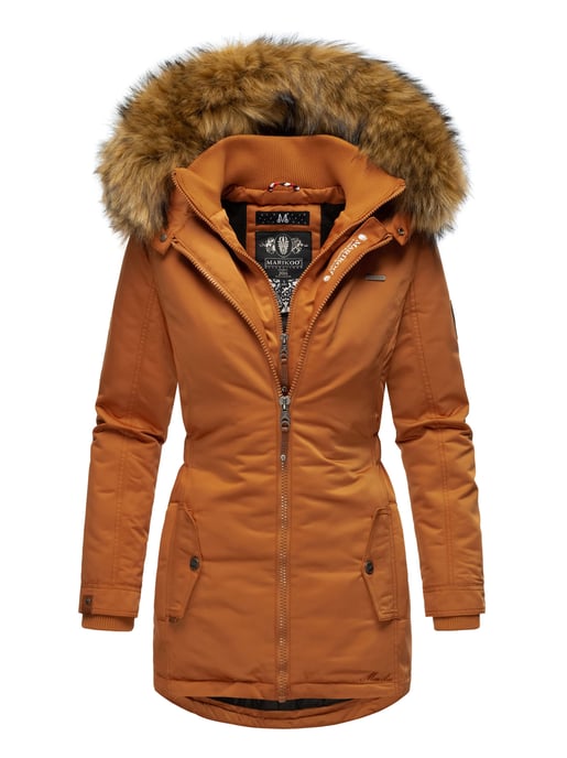 Marikoo abrigo de invierno mujer – Sanakoo cálido con cuello de pelo sintético desmontable - Image 1