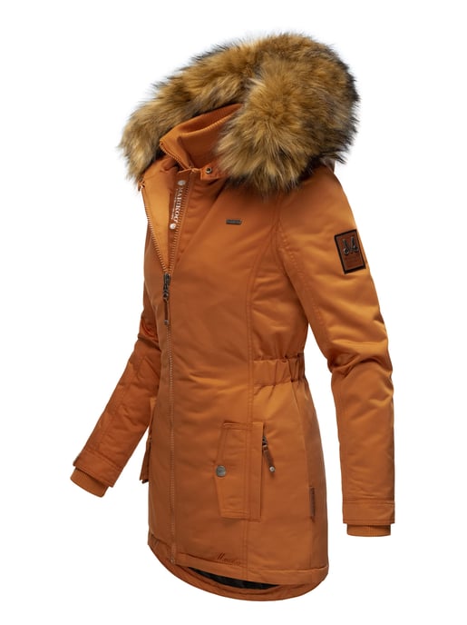 Marikoo abrigo de invierno mujer – Sanakoo cálido con cuello de pelo sintético desmontable - Image 3