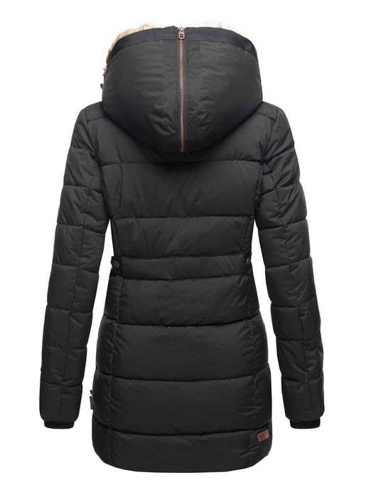 Chaqueta de invierno Marikoo para mujer con capucha y forro de pelo sintético - Image 3