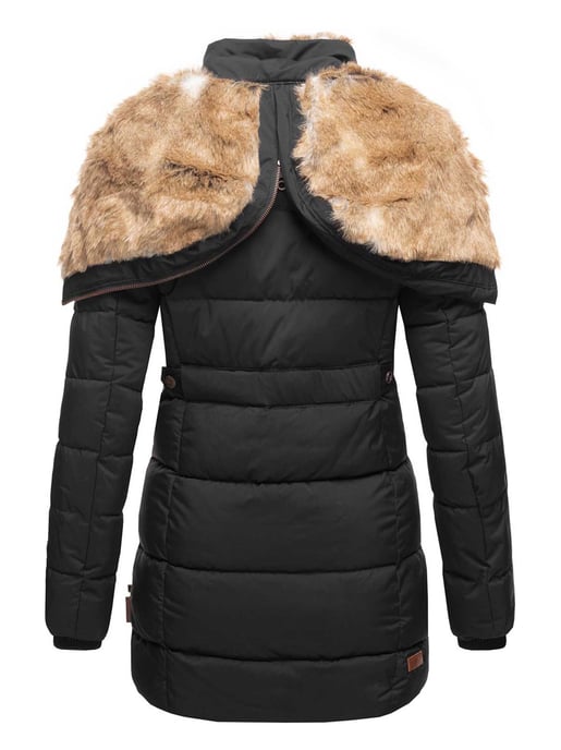 Chaqueta de invierno Marikoo para mujer con capucha y forro de pelo sintético - Image 4