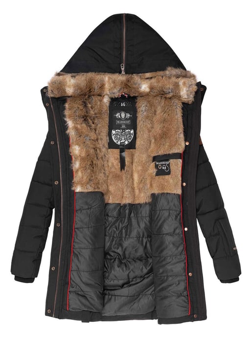 Chaqueta de invierno Marikoo para mujer con capucha y forro de pelo sintético - Image 5