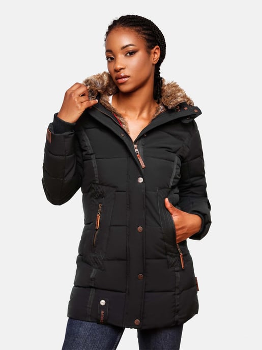 Chaqueta de invierno Marikoo para mujer con capucha y forro de pelo sintético - Image 6
