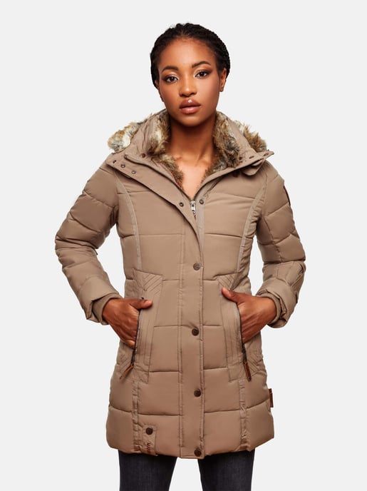 Chaqueta de invierno Marikoo para mujer con capucha y forro de pelo sintético - Image 6