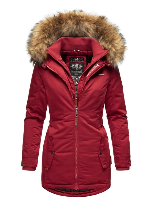 Marikoo abrigo de invierno mujer – Sanakoo cálido con cuello de pelo sintético desmontable - Image 1