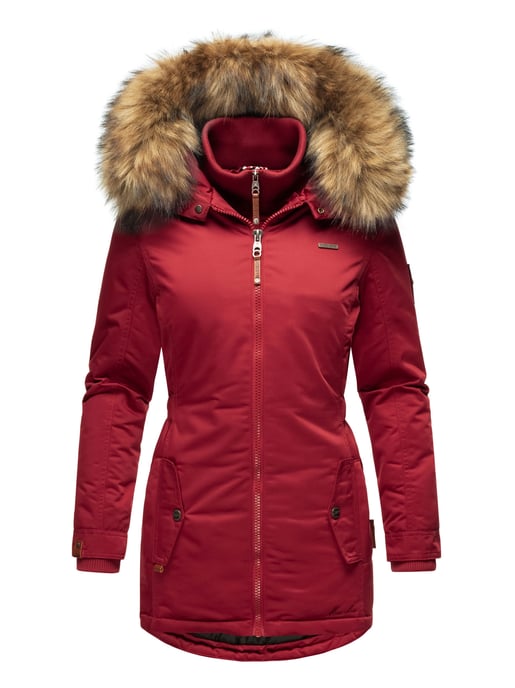 Marikoo abrigo de invierno mujer – Sanakoo cálido con cuello de pelo sintético desmontable - Image 2