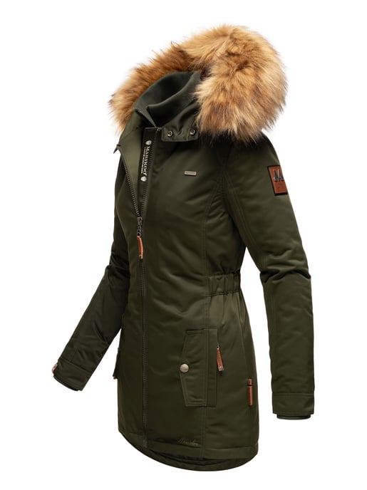 Marikoo abrigo de invierno mujer – Sanakoo cálido con cuello de pelo sintético desmontable - Image 3