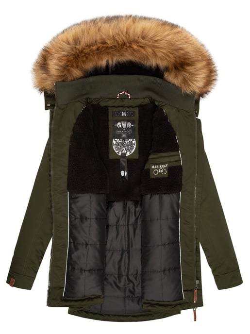Marikoo abrigo de invierno mujer – Sanakoo cálido con cuello de pelo sintético desmontable - Image 5