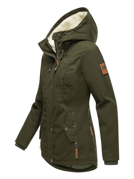 Chaqueta de invierno Marikoo para mujer con capucha y forro de borreguito - Image 3