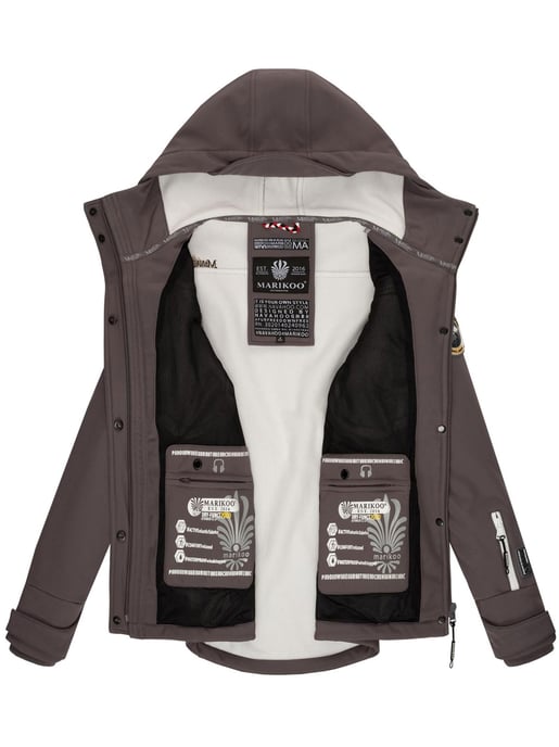 Marikoo chaqueta softshell mujer – Kleine Zicke cálida con capucha y forro polar - Image 5