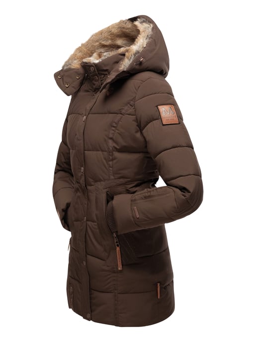 Chaqueta de invierno Marikoo para mujer con capucha y forro de pelo sintético - Image 4