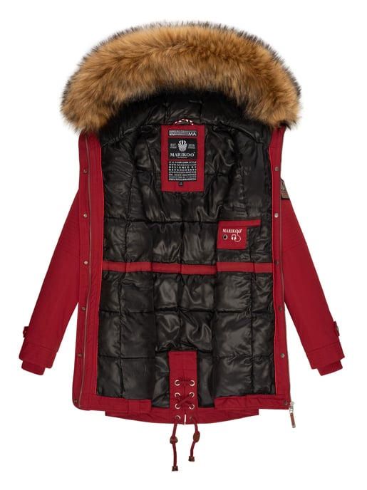 Chaqueta de invierno Marikoo para mujer con cuello de pelo sintético desmontable y cordón en la cintura - Image 6