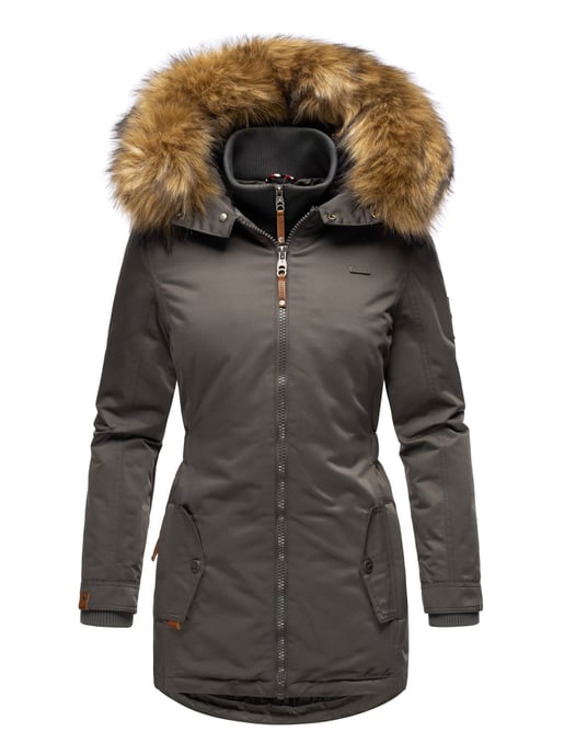 Marikoo abrigo de invierno mujer – Sanakoo cálido con cuello de pelo sintético desmontable - Image 2