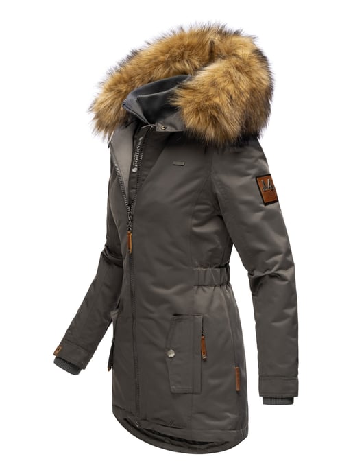 Marikoo abrigo de invierno mujer – Sanakoo cálido con cuello de pelo sintético desmontable - Image 3