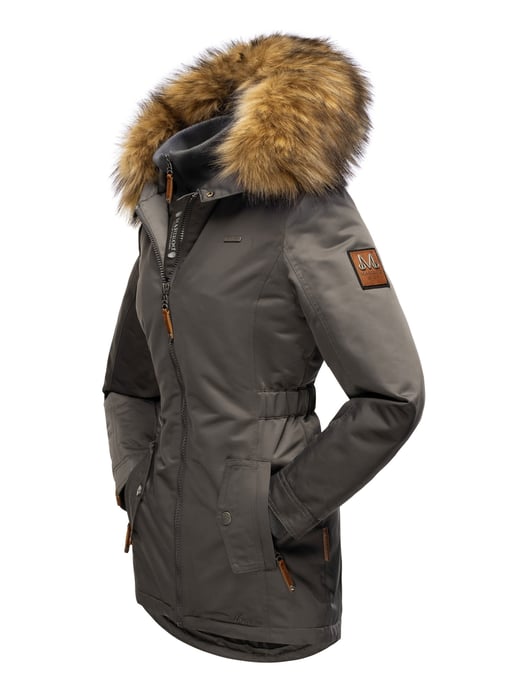 Marikoo abrigo de invierno mujer – Sanakoo cálido con cuello de pelo sintético desmontable - Image 5