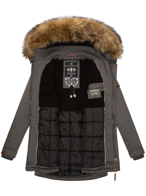 Marikoo abrigo de invierno mujer – Sanakoo cálido con cuello de pelo sintético desmontable - Image 6