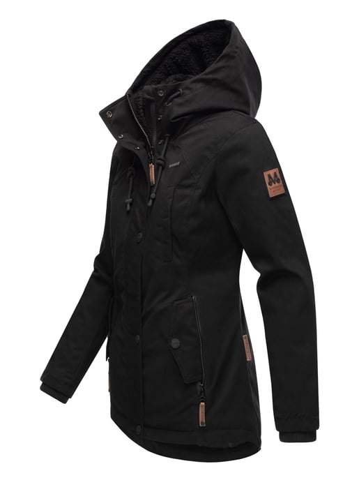 Chaqueta de invierno Marikoo para mujer con capucha y forro de borreguito - Image 3