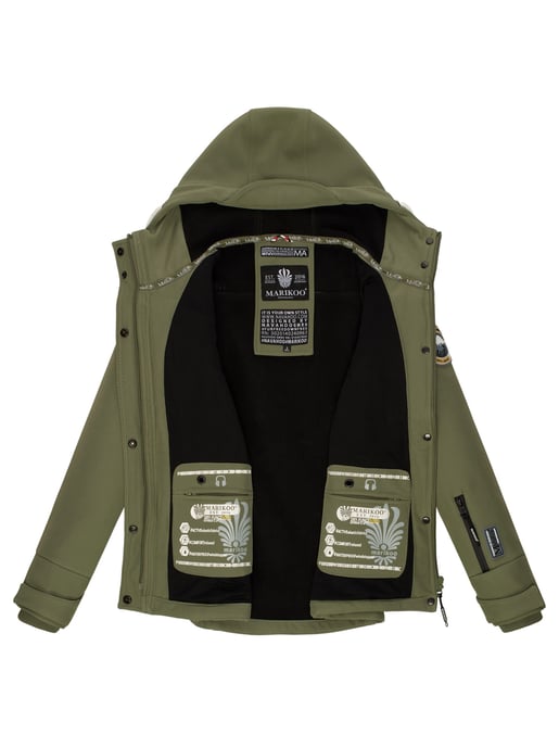 Marikoo chaqueta softshell mujer – Kleine Zicke cálida con capucha y forro polar - Image 6