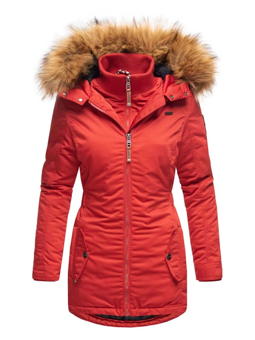 Marikoo abrigo de invierno mujer – Sanakoo cálido con cuello de pelo sintético desmontable - Image 2