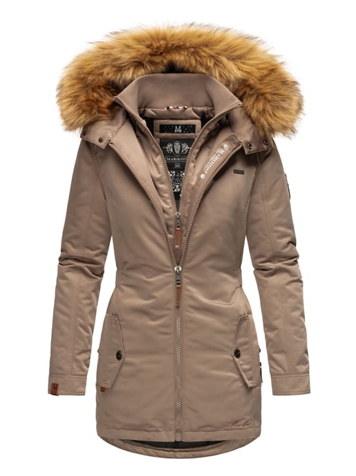 Marikoo abrigo de invierno mujer – Sanakoo cálido con cuello de pelo sintético desmontable - Image 1