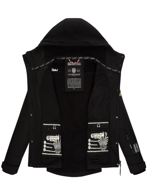 Marikoo chaqueta softshell mujer – Kleine Zicke cálida con capucha y forro polar - Image 6