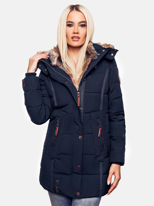 Chaqueta de invierno Marikoo para mujer con capucha y forro de pelo sintético - Image 2
