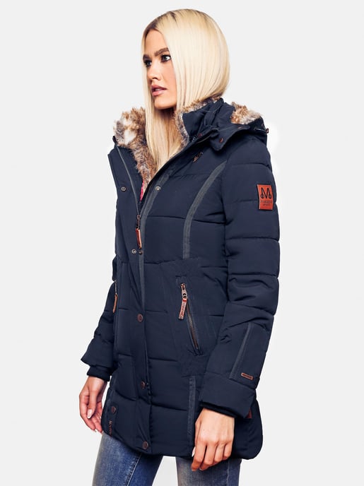 Chaqueta de invierno Marikoo para mujer con capucha y forro de pelo sintético - Image 4