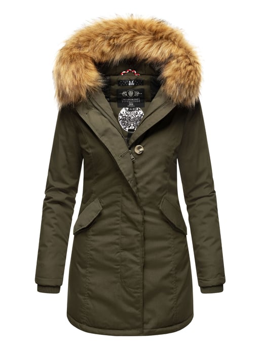 Parka de invierno Marikoo para mujer con capucha y cuello de pelo sintético desmontable - Image 1