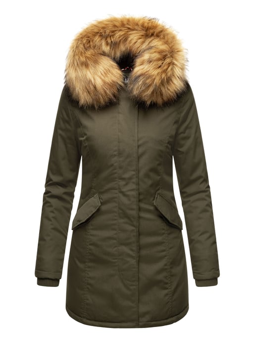 Parka de invierno Marikoo para mujer con capucha y cuello de pelo sintético desmontable - Image 2