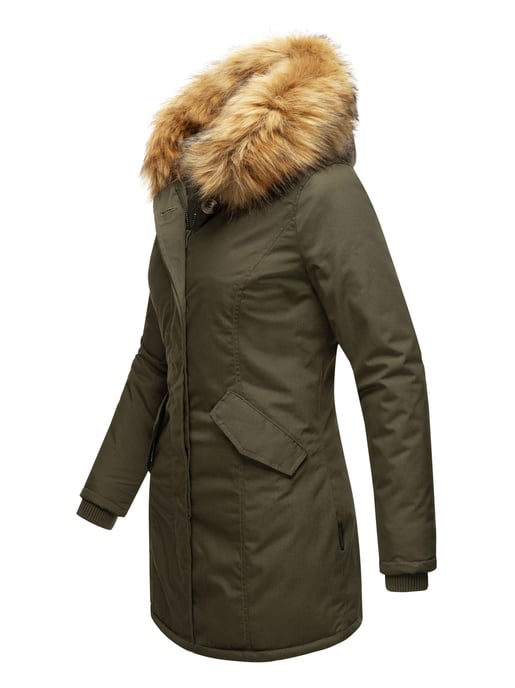 Parka de invierno Marikoo para mujer con capucha y cuello de pelo sintético desmontable - Image 3