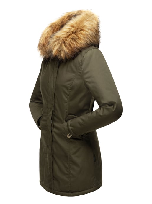 Parka de invierno Marikoo para mujer con capucha y cuello de pelo sintético desmontable - Image 5