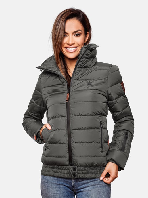 Chaqueta acolchada Marikoo Poisen para mujer con cuello alto y bolsillos de borreguito - Image 3