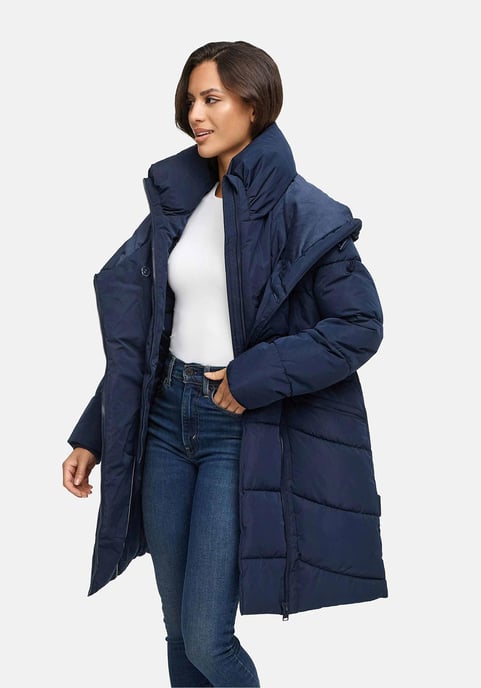 Abrigo acolchado de mujer Marikoo Virenaa con diseño de capas y forro polar - Image 5